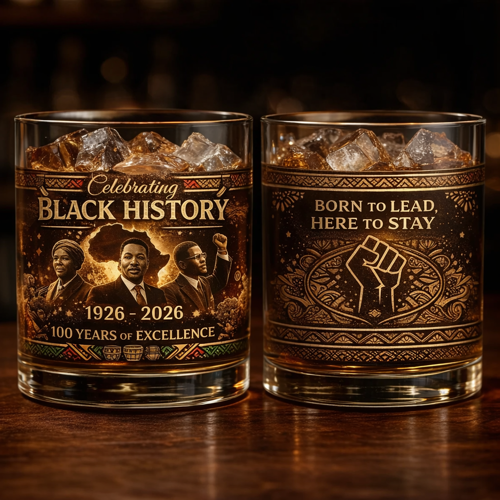 Black History 100th Anniversary Whiskey Glasses 🥃🌍(1926–2026)