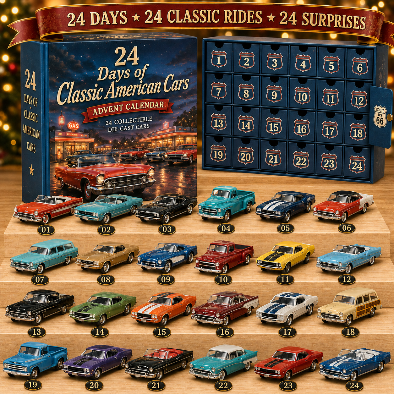 24 Days of Classic American Cars Advent Calendar – 24 Vintage Ride Collectibles
