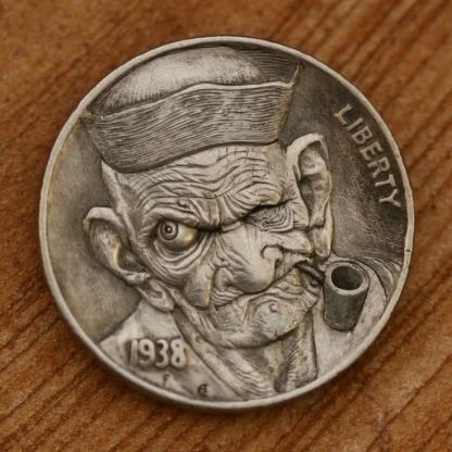 "The Survivor" Hand-Carved Authentic Hobo Nickel