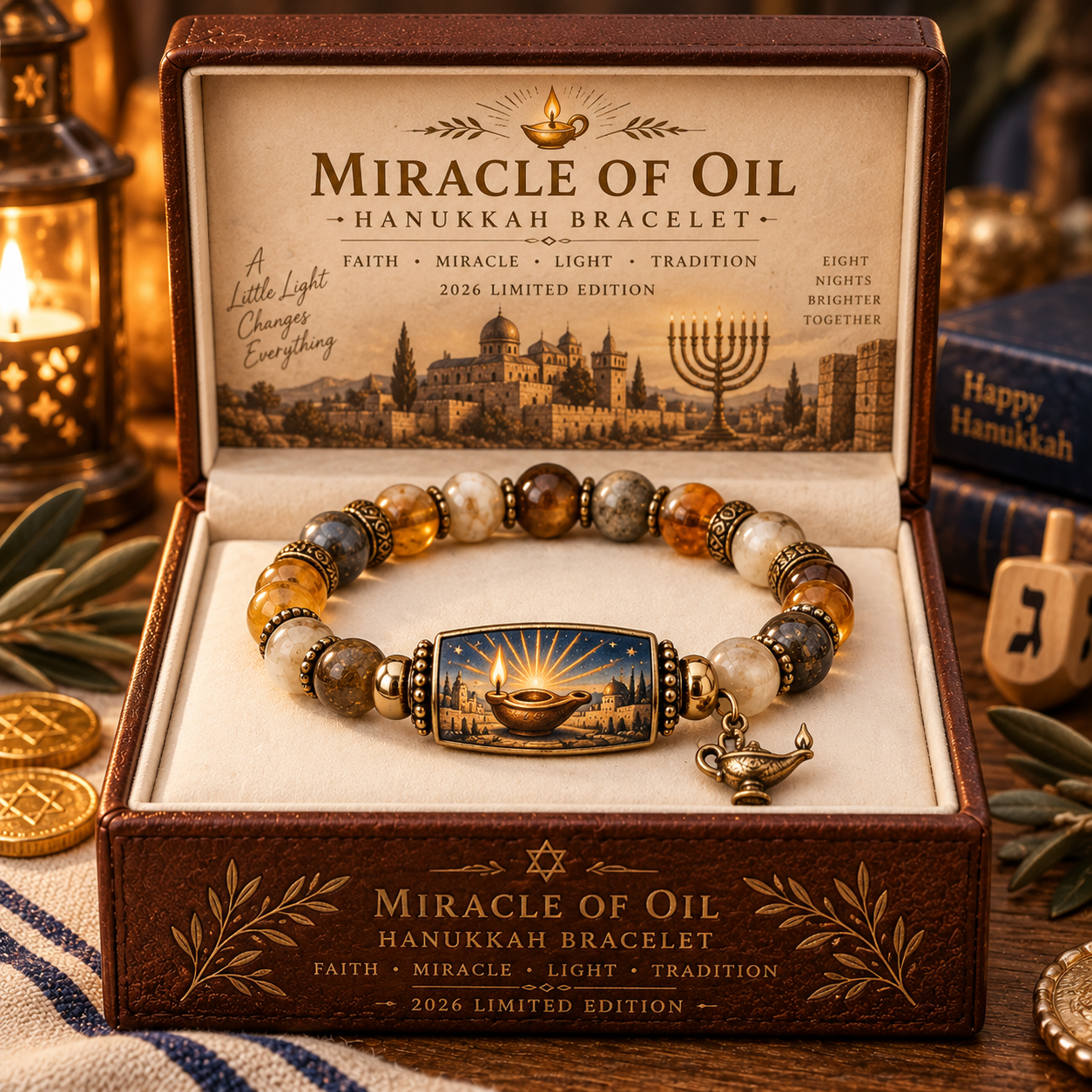 🔥49% Off Last Day🔥BUY 3 GET 1 FREE🔥2026 Limited Edition Hanukkah Bracelet – Festival of Lights Symbolic Beaded Bracelet