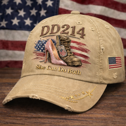 "DD214 Hat: She Can Do Both – Honoring Women Veterans" 🎖️👠🧢
