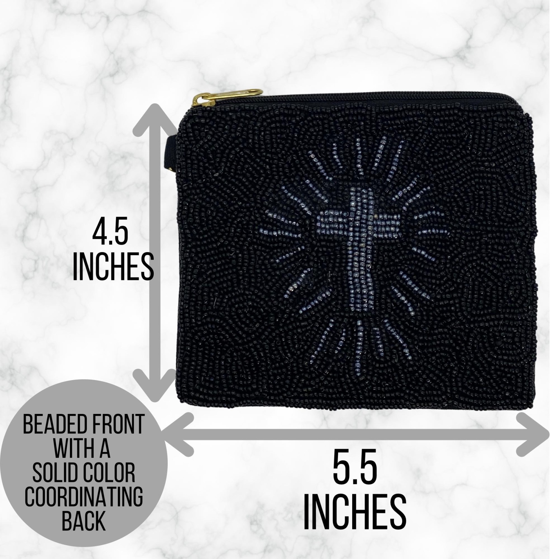 Beaded Cross Zipper Pouch | Catholic Coin Purse, Rosary Holder