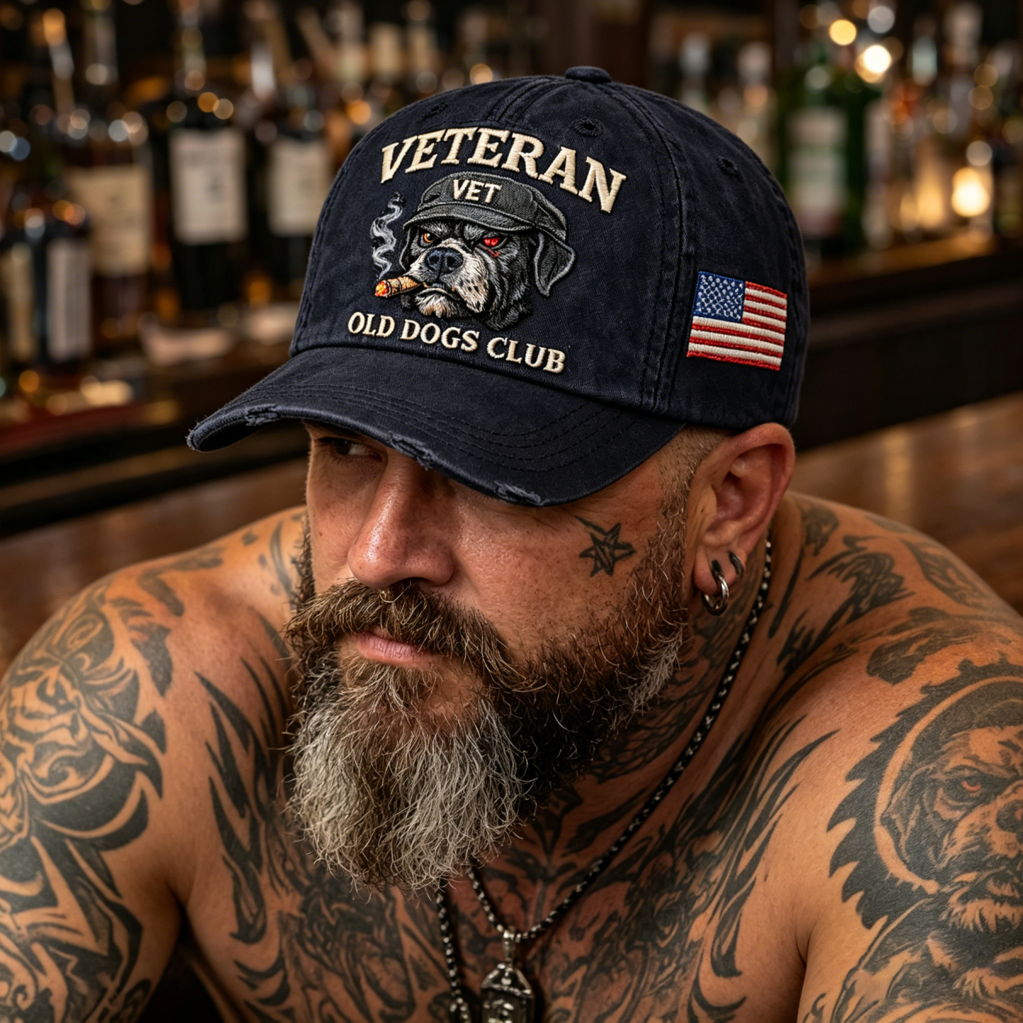 Veteran Old Dogs Club Distressed Cap 🪖🐕 – Still Bite Hard Edition