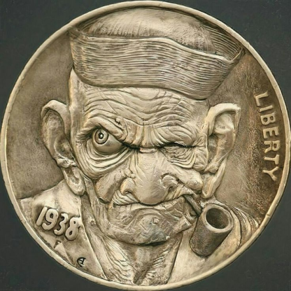 "The Survivor" Hand-Carved Authentic Hobo Nickel
