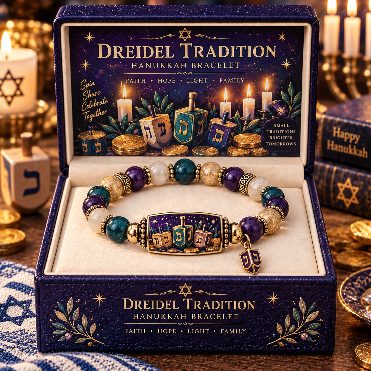 🔥49% Off Last Day🔥BUY 3 GET 1 FREE🔥2026 Limited Edition Hanukkah Bracelet – Festival of Lights Symbolic Beaded Bracelet