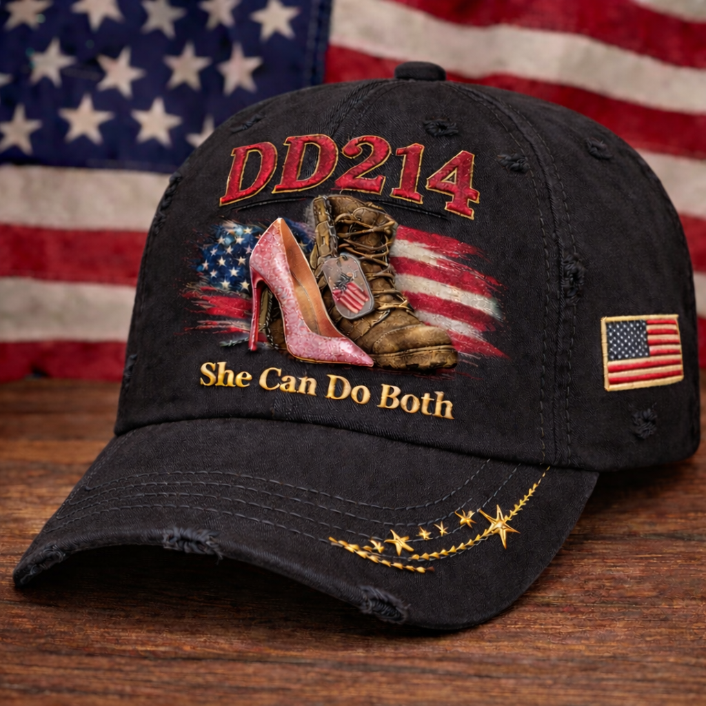 "DD214 Hat: She Can Do Both – Honoring Women Veterans" 🎖️👠🧢