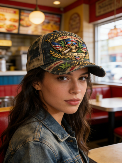 “250th Anniversary Spirit of Freedom and Rebellion Baseball Cap” 💀🍃🗽