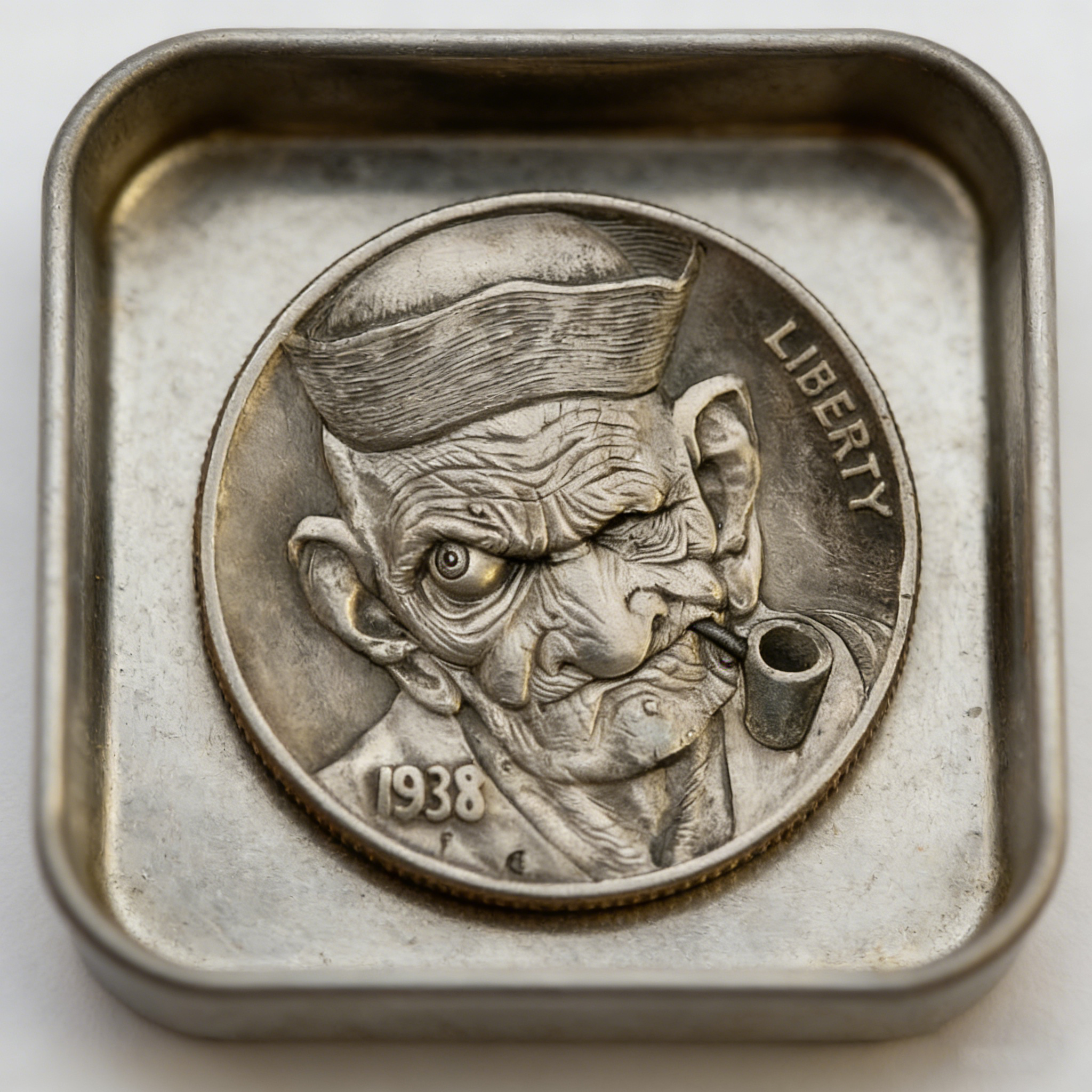 "The Survivor" Hand-Carved Authentic Hobo Nickel