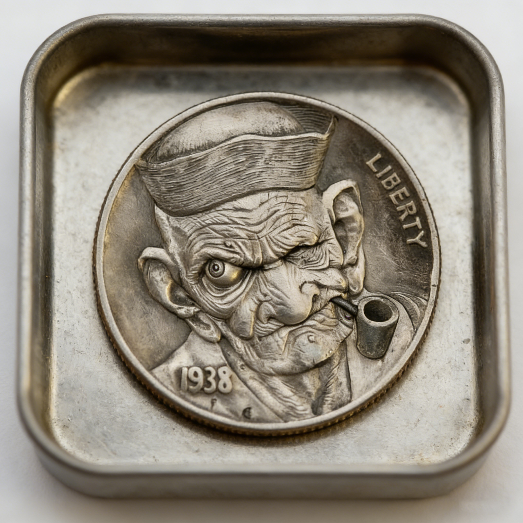 "The Survivor" Hand-Carved Authentic Hobo Nickel