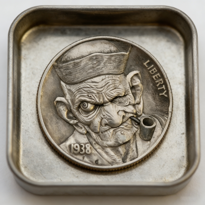 "The Survivor" Hand-Carved Authentic Hobo Nickel