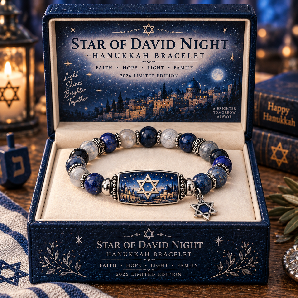 🔥49% Off Last Day🔥BUY 3 GET 1 FREE🔥2026 Limited Edition Hanukkah Bracelet – Festival of Lights Symbolic Beaded Bracelet