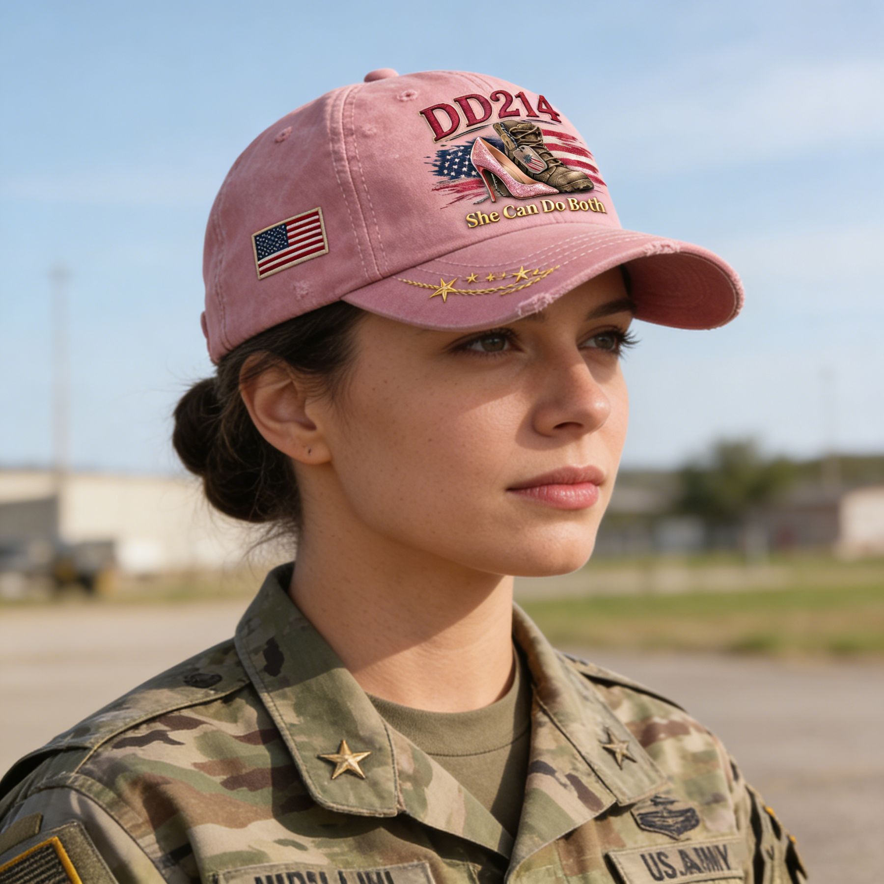 "DD214 Hat: She Can Do Both – Honoring Women Veterans" 🎖️👠🧢