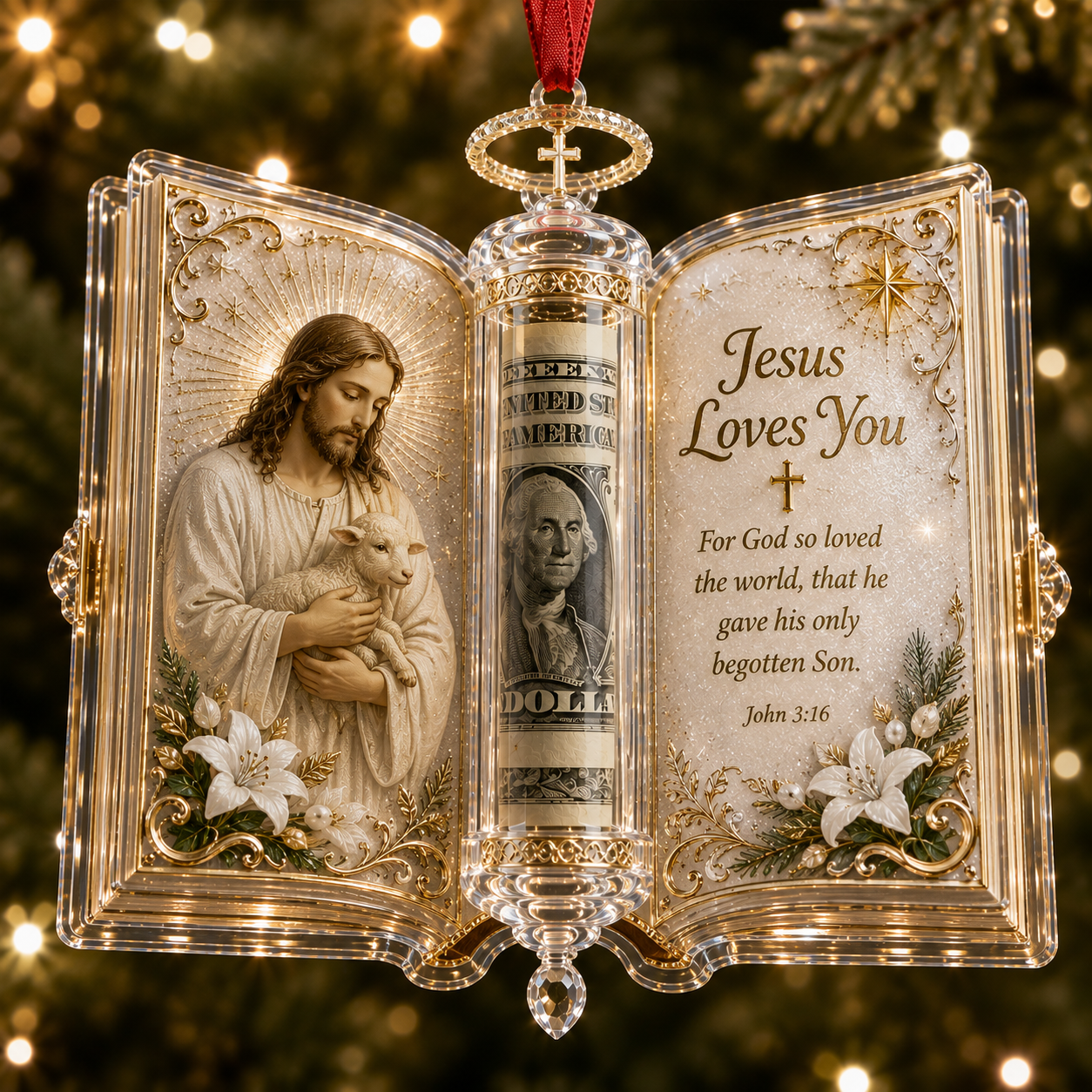 🔥49% Off Last Day🔥BUY 3 GET 1 FREE🔥Christian Cash Gift Christmas Ornament – Faith-Inspired Money Holder Keepsake
