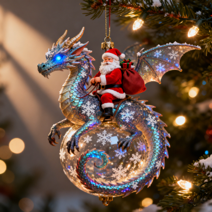 ⚡ Black Friday 24H Flash Sale - The Enchanted Santa & Dragon Sleigh Ornament 🎄🐉🎅