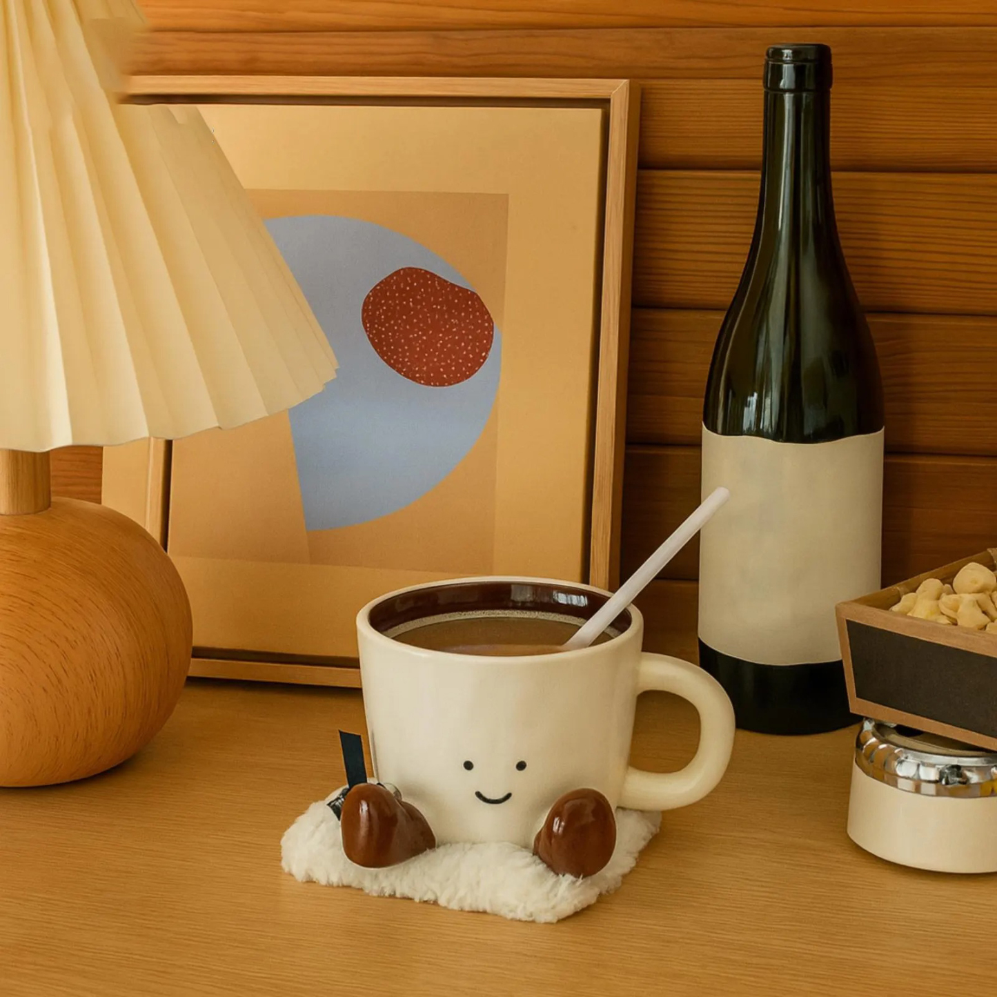 Cute Smiley Face Coffee Mug with Little Feet