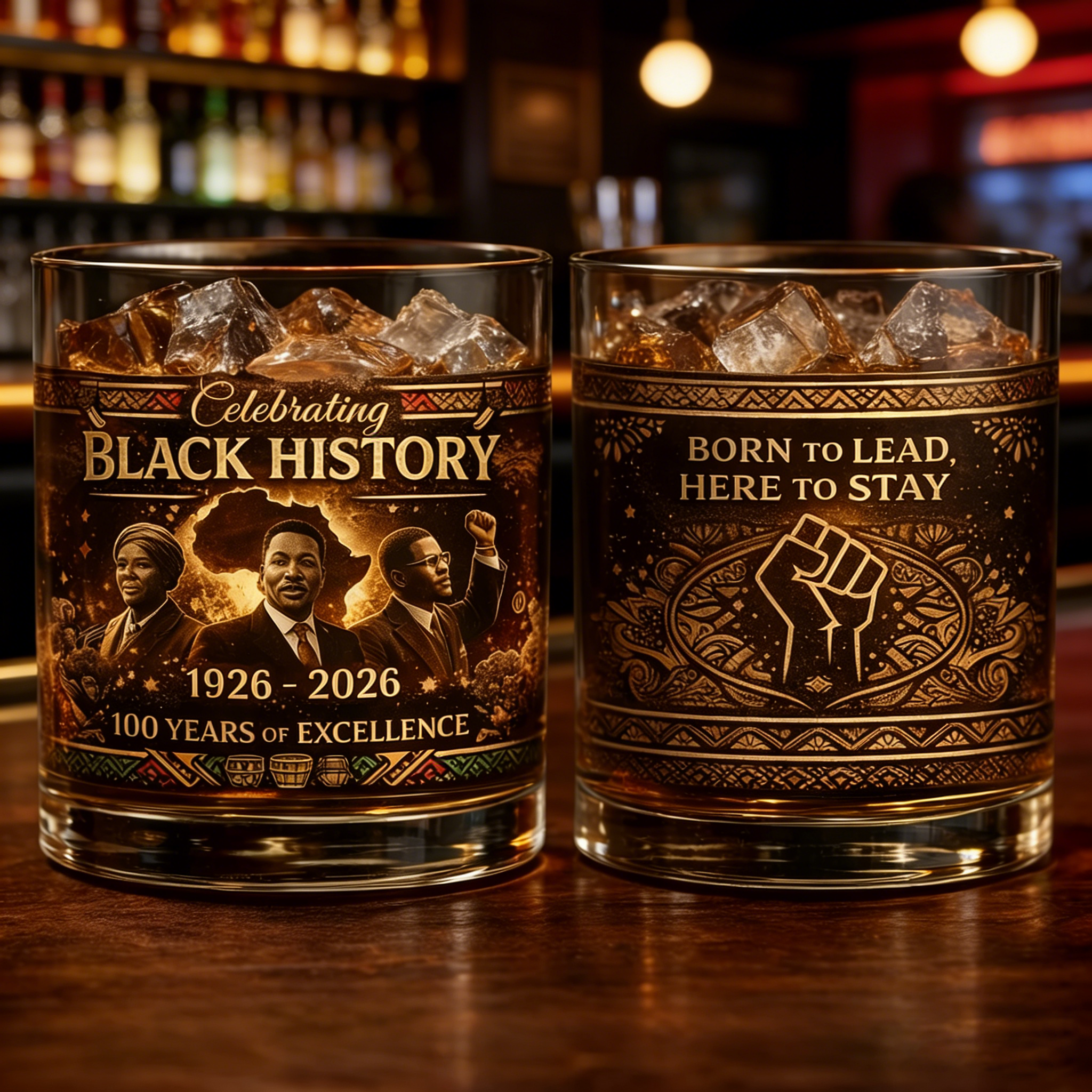 Black History 100th Anniversary Whiskey Glasses 🥃🌍(1926–2026)