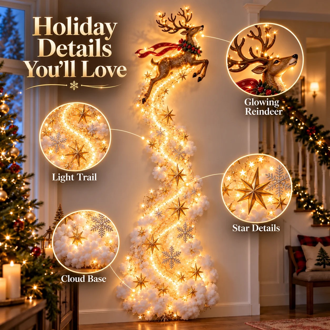 ⏳ Last Day 49% OFF –✨Christmas Magic Trail Wall Light - A Little Christmas Magic, Right on Your Wall✨