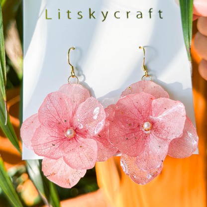 Handmade Hydrangea Resin Earrings" 🌸💎