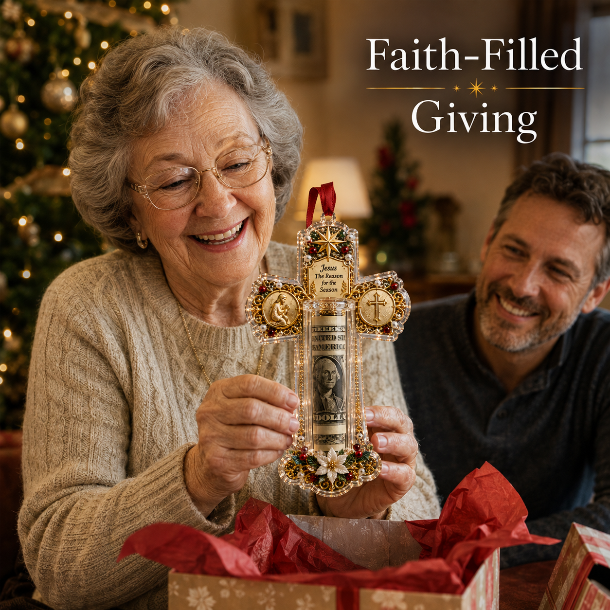 🔥49% Off Last Day🔥BUY 3 GET 1 FREE🔥Christian Cash Gift Christmas Ornament – Faith-Inspired Money Holder Keepsake