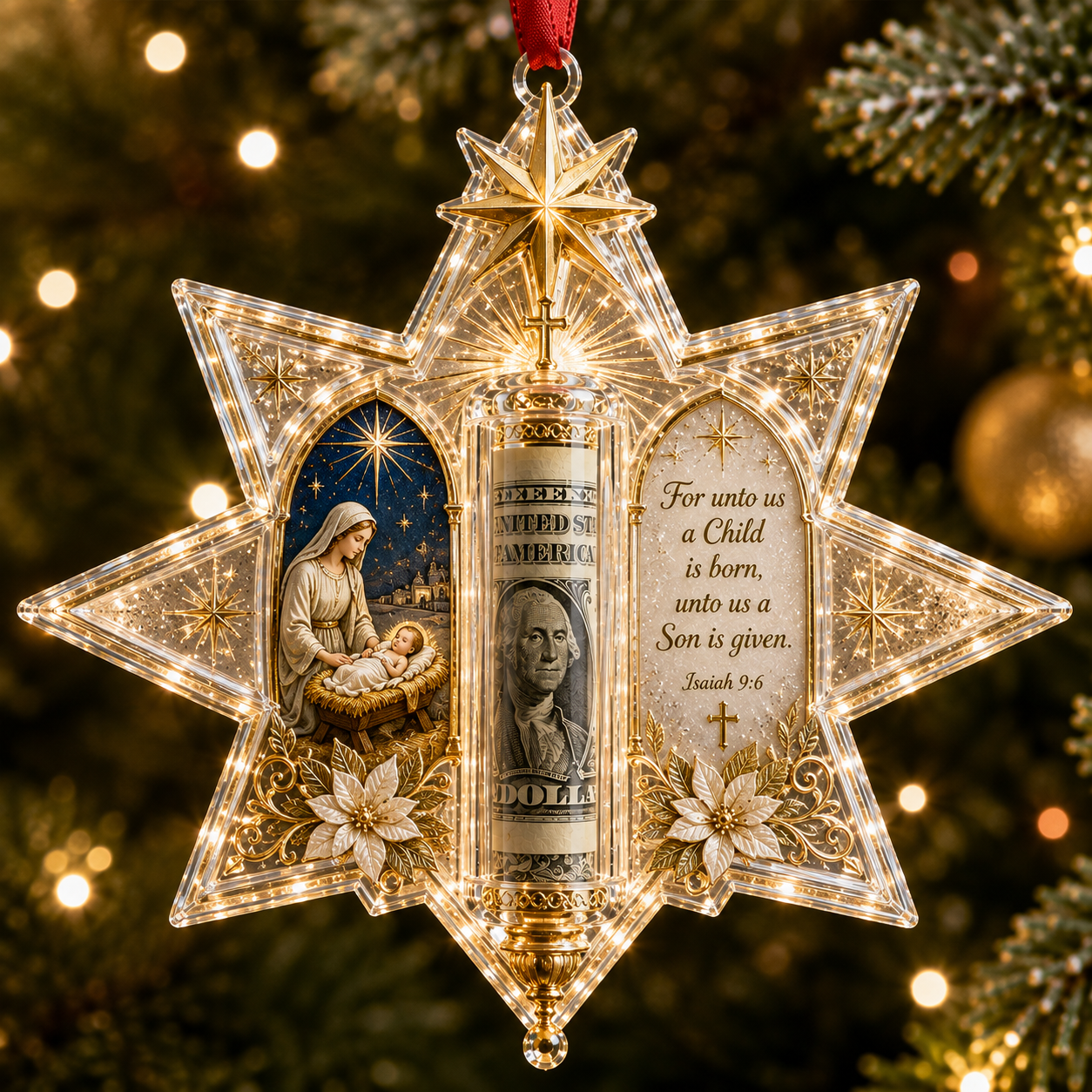 🔥49% Off Last Day🔥BUY 3 GET 1 FREE🔥Christian Cash Gift Christmas Ornament – Faith-Inspired Money Holder Keepsake