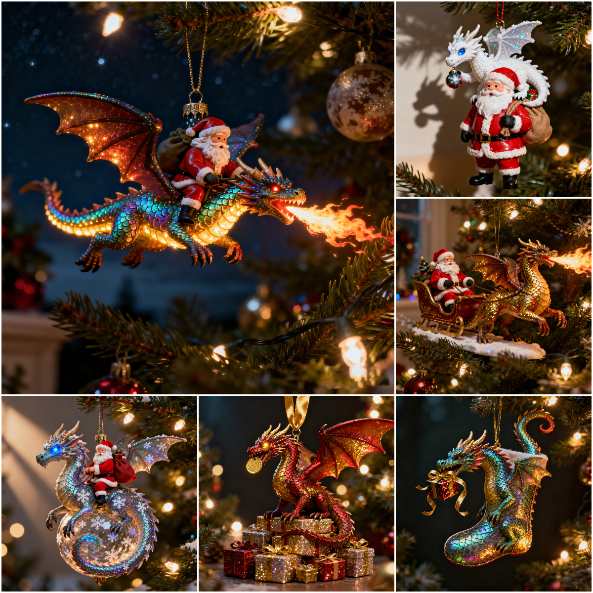 ⚡ Black Friday 24H Flash Sale - The Enchanted Santa & Dragon Sleigh Ornament 🎄🐉🎅