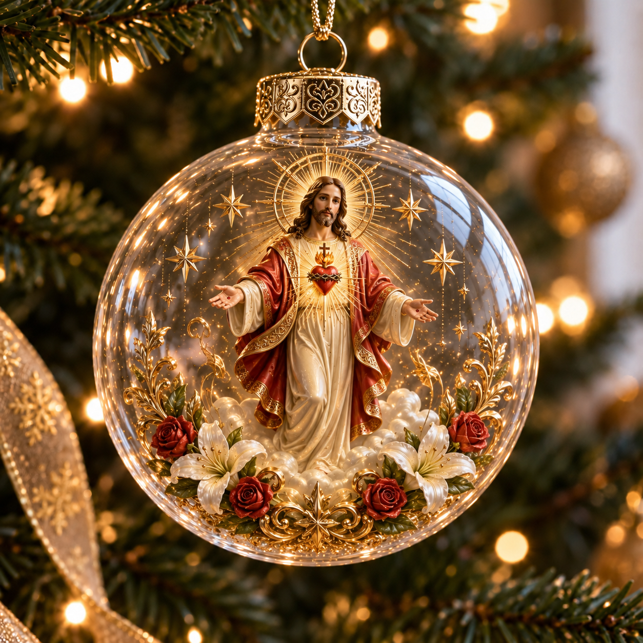 🔥49% Off Last Day🔥BUY 3 GET 1 FREE🔥Sacred Faith Christmas Globe Ornament – Christian Jesus, Virgin Mary & Nativity Keepsake