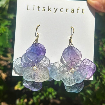 Handmade Hydrangea Resin Earrings" 🌸💎