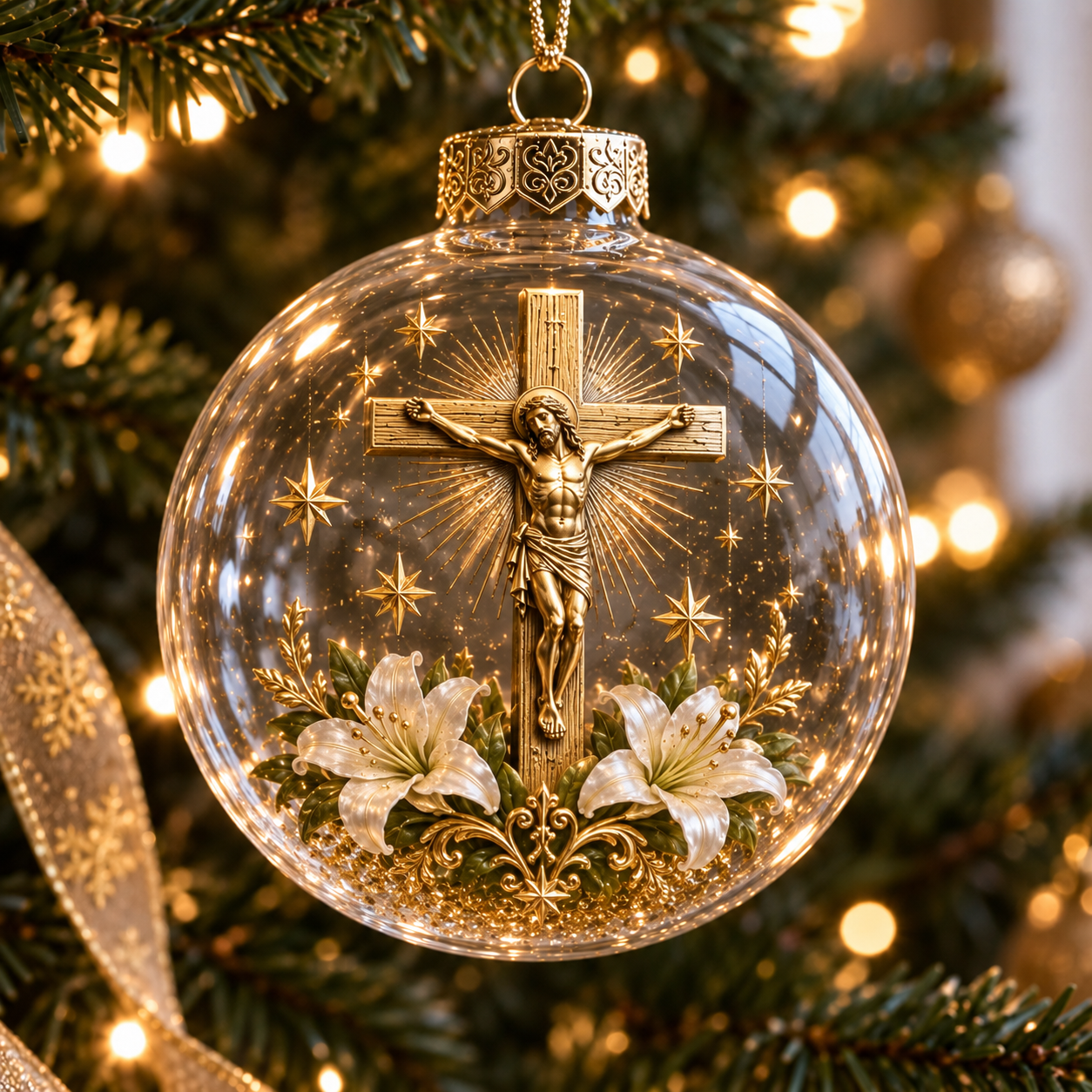 🔥49% Off Last Day🔥BUY 3 GET 1 FREE🔥Sacred Faith Christmas Globe Ornament – Christian Jesus, Virgin Mary & Nativity Keepsake
