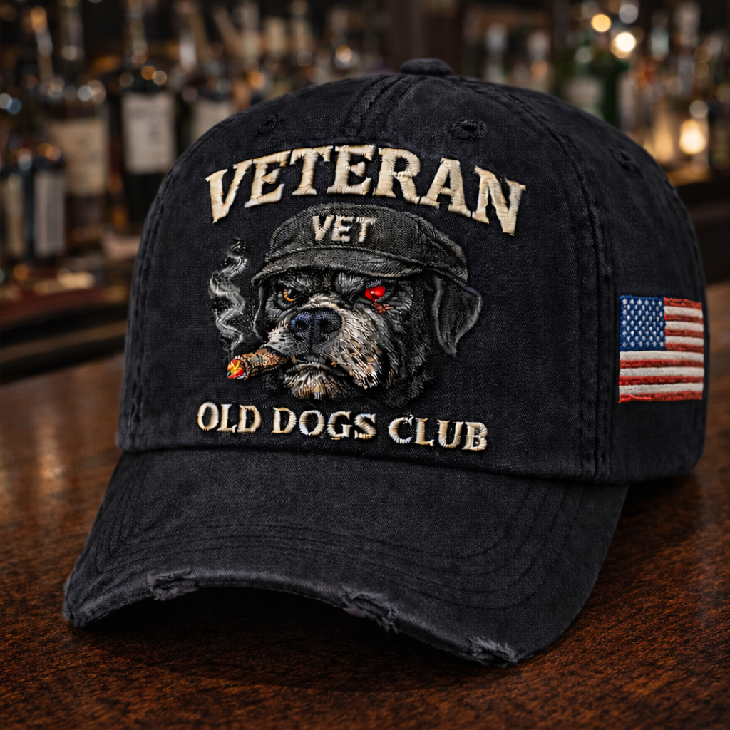 Veteran Old Dogs Club Distressed Cap 🪖🐕 – Still Bite Hard Edition