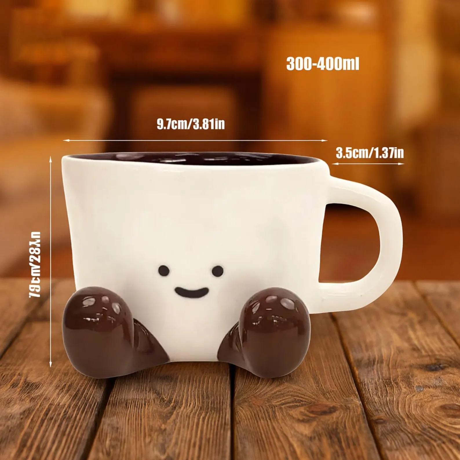 Cute Smiley Face Coffee Mug with Little Feet