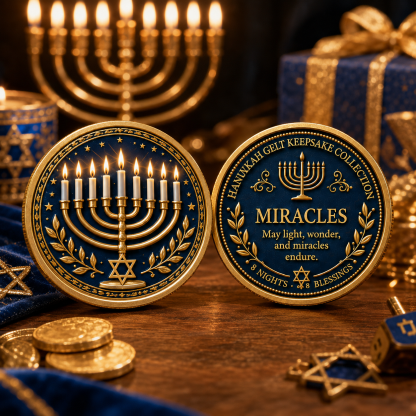 🕎Hanukkah Gelt Keepsake Collection – 8 Nights • 8 Blessings | 8-Piece Commemorative Coin Gift Set