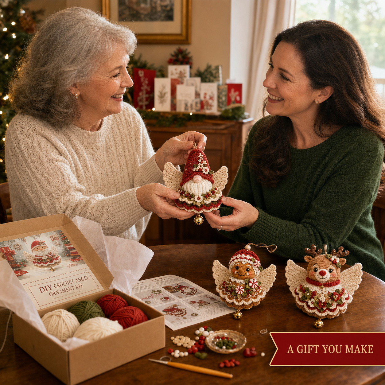 🔥49% Off Last Day🔥BUY 3 GET 1 FREE🔥DIY Christmas Angel Crochet Ornament Kit – Handmade Holiday Tree Decoration
