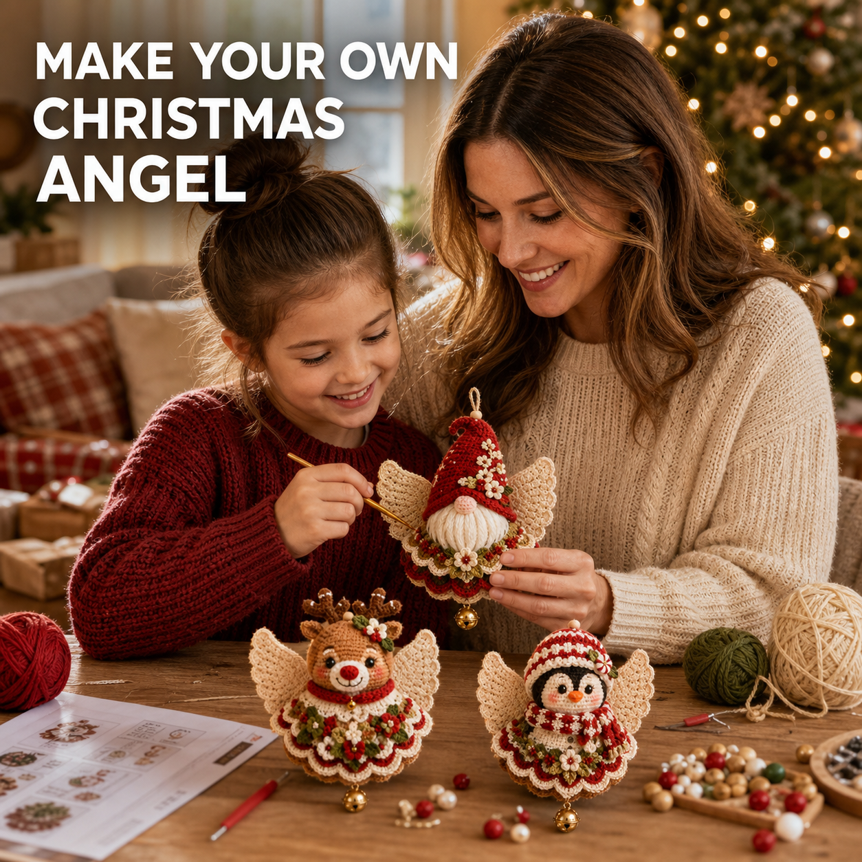 🔥49% Off Last Day🔥BUY 3 GET 1 FREE🔥DIY Christmas Angel Crochet Ornament Kit – Handmade Holiday Tree Decoration