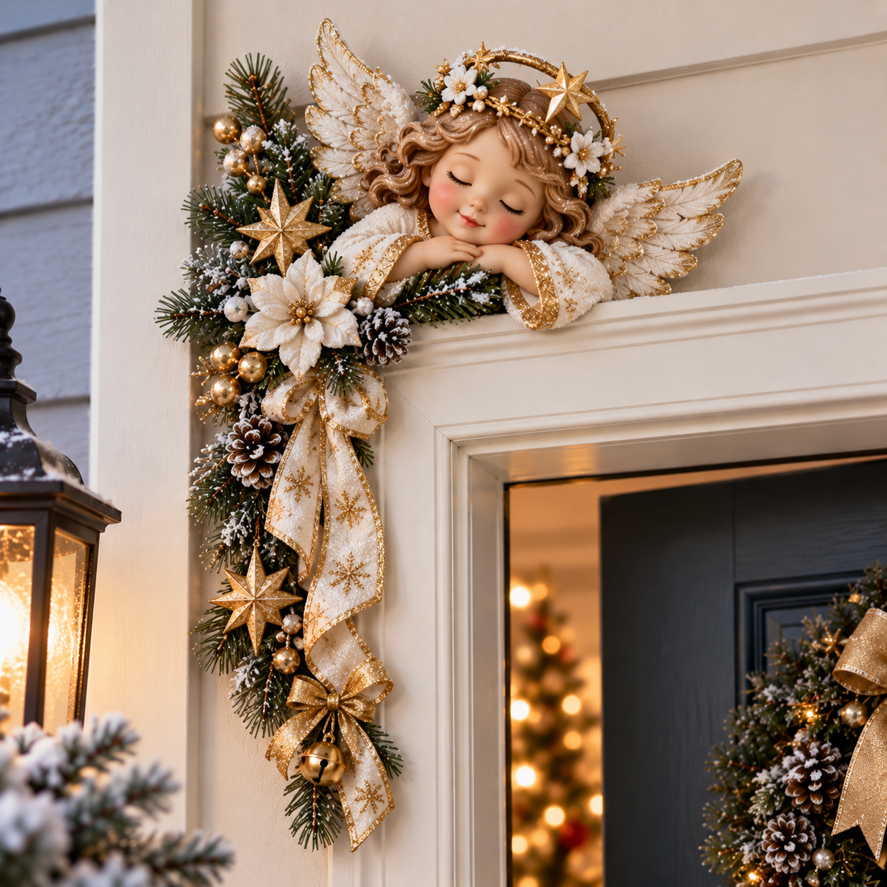 🔥49% Off Last Day🔥BUY 3 GET 1 FREE🔥Christmas Door Corner Topper Decoration – Peeking Santa, Snowman, Gingerbread, Gnome, Angel & Reindeer Holiday Door Frame Decor