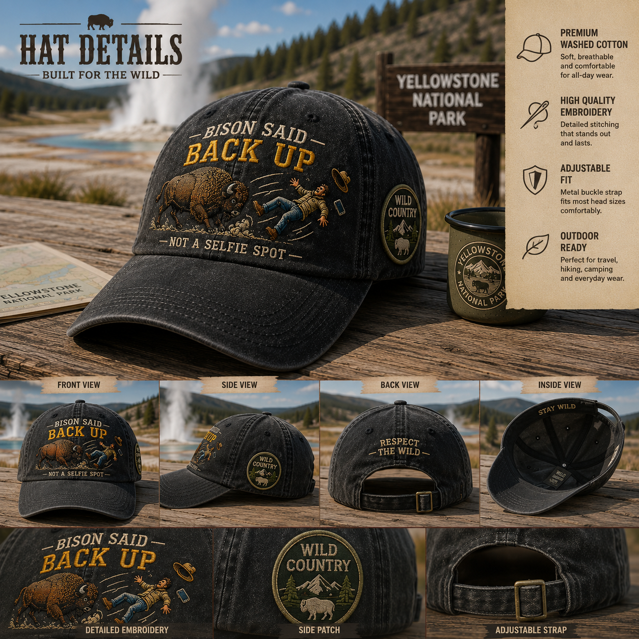 🦬 Bison Said Back Up Vintage Embroidered Cap
