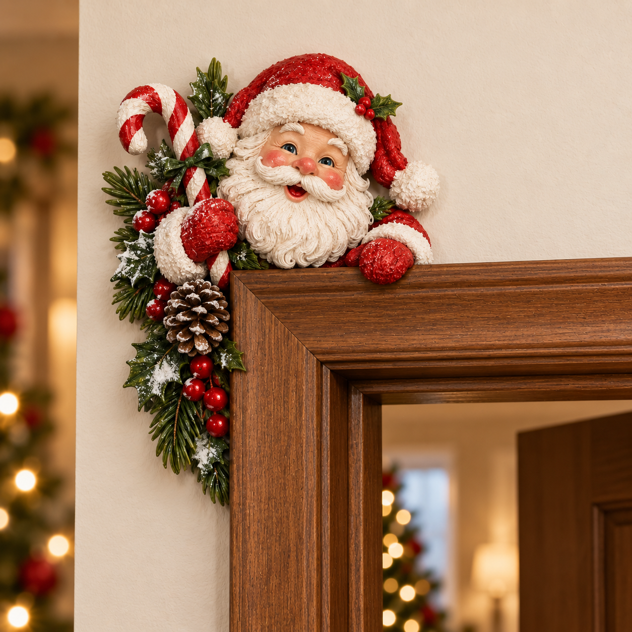 🔥49% Off Last Day🔥BUY 3 GET 1 FREE🔥Christmas Door Corner Topper Decoration – Peeking Santa, Snowman, Gingerbread, Gnome, Angel & Reindeer Holiday Door Frame Decor