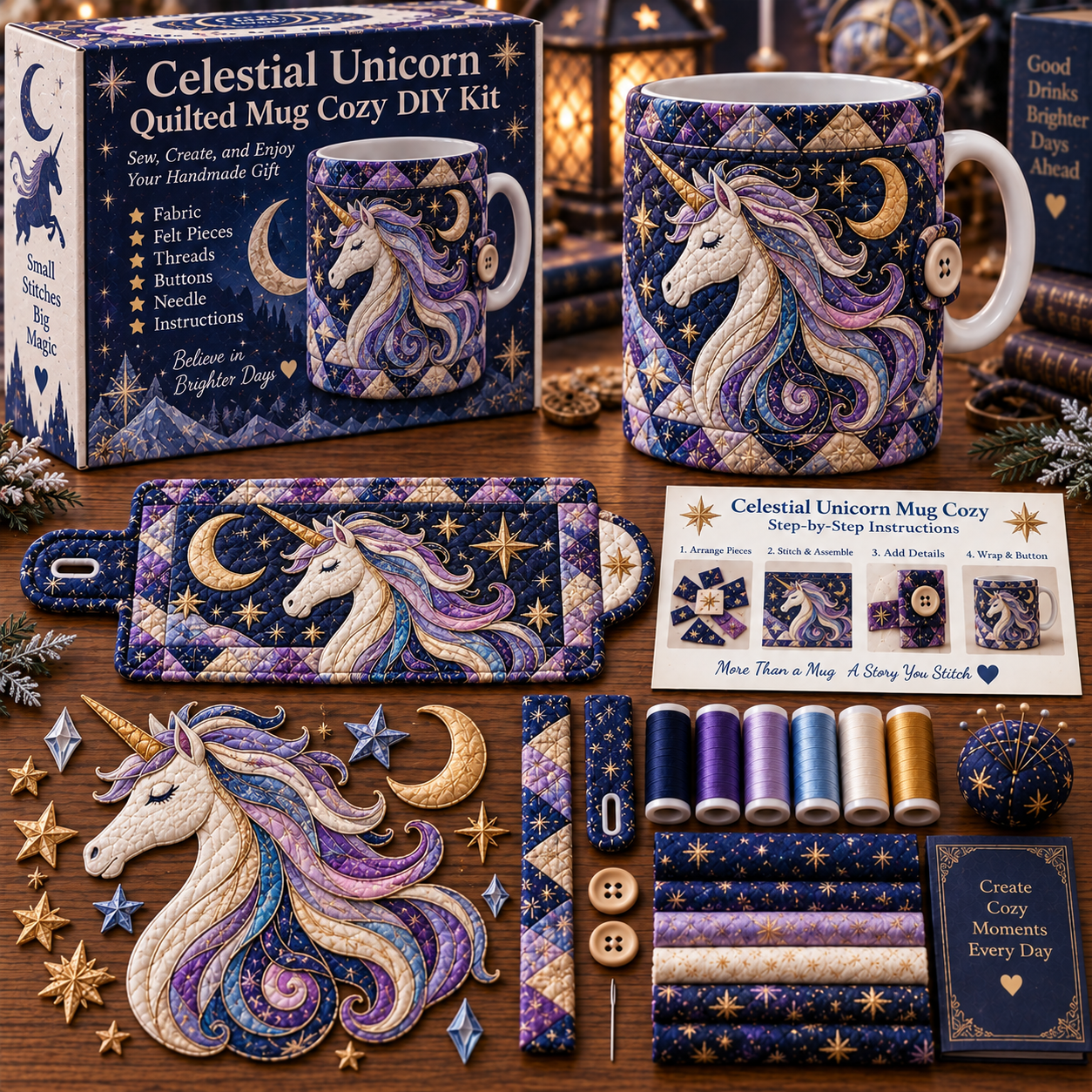 🔥49% Off Last Day🔥BUY 3 GET 1 FREE🔥Mythical Creatures Quilted Mug Cozy DIY Kit – Sew Your Own Cozy Cup Wrap