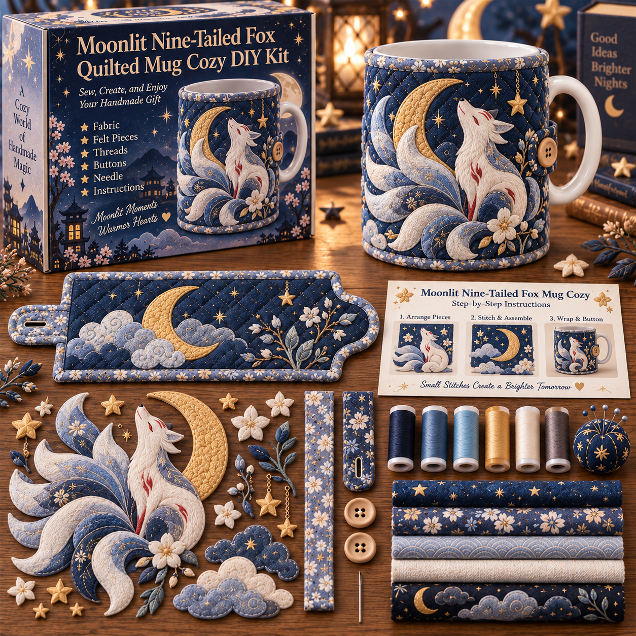 🔥49% Off Last Day🔥BUY 3 GET 1 FREE🔥Mythical Creatures Quilted Mug Cozy DIY Kit – Sew Your Own Cozy Cup Wrap
