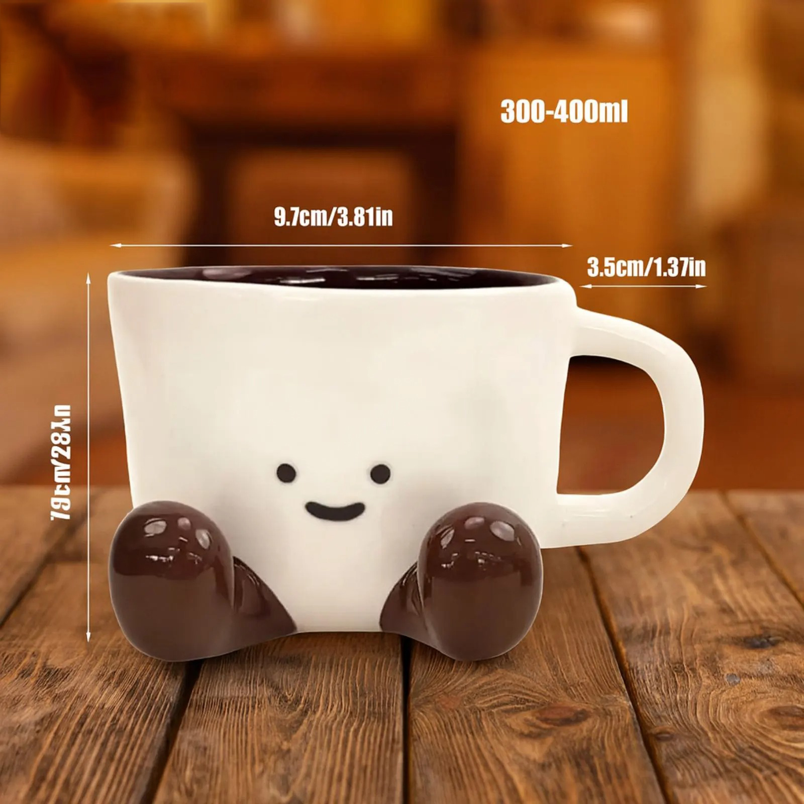 Cute Smiley Face Coffee Mug with Little Feet