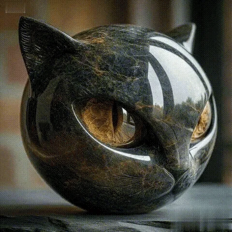 🐱luxurious black cat stone sculptures🐈‍⬛