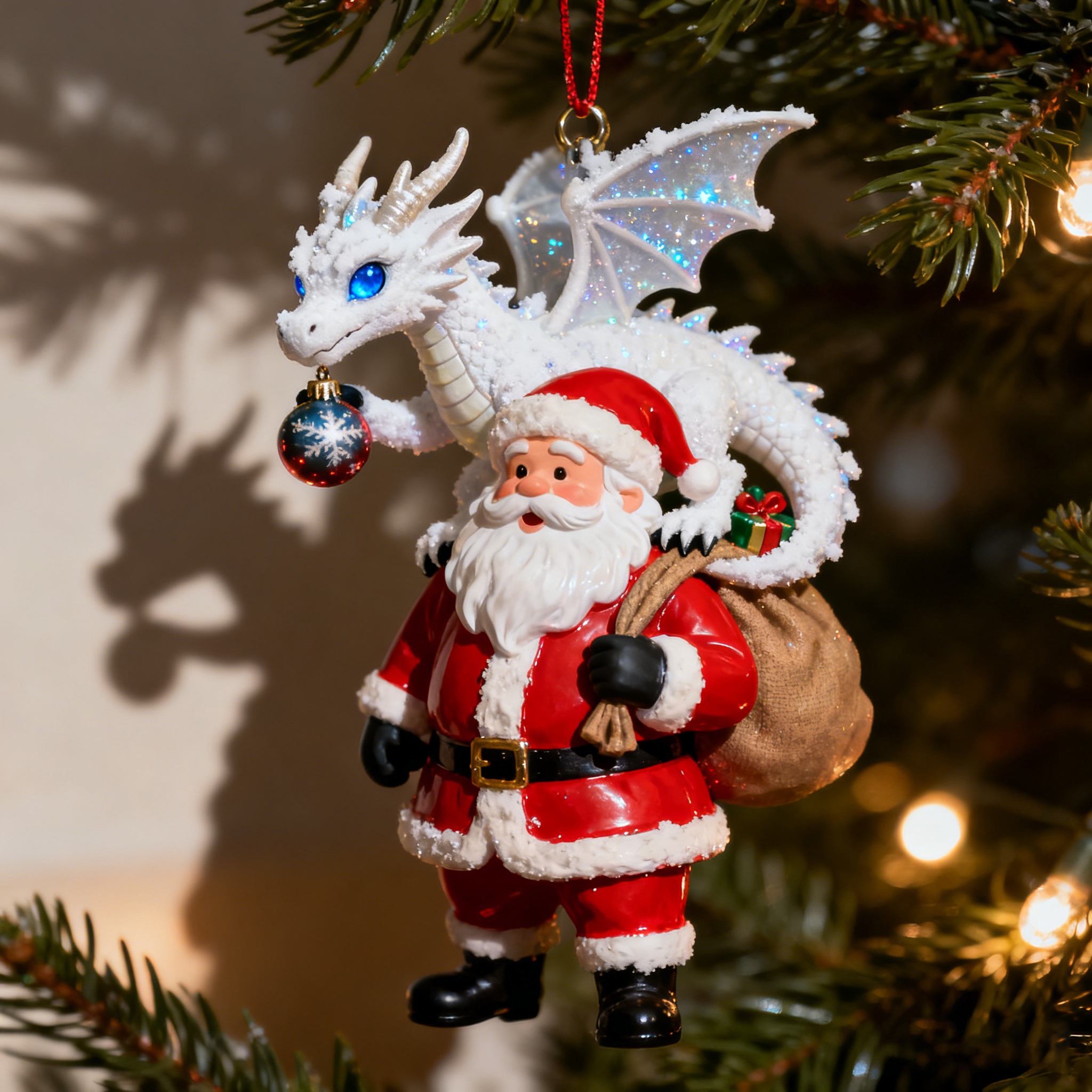 ⚡ Black Friday 24H Flash Sale - The Enchanted Santa & Dragon Sleigh Ornament 🎄🐉🎅