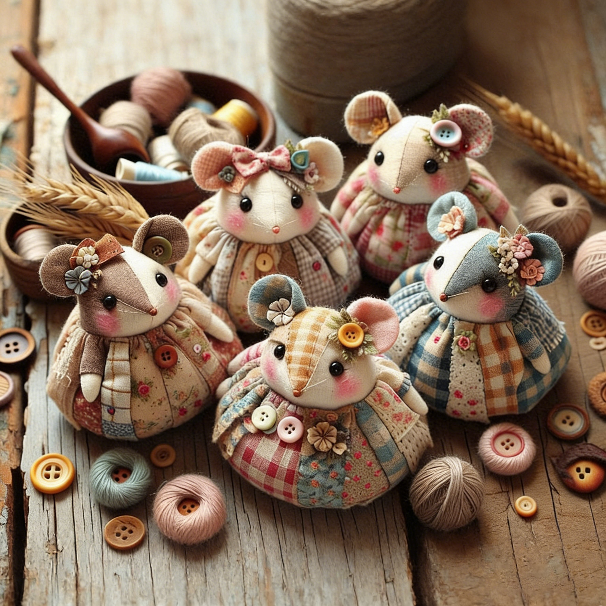 DIY Patchwork Mouse Button Kit 🧵🐭