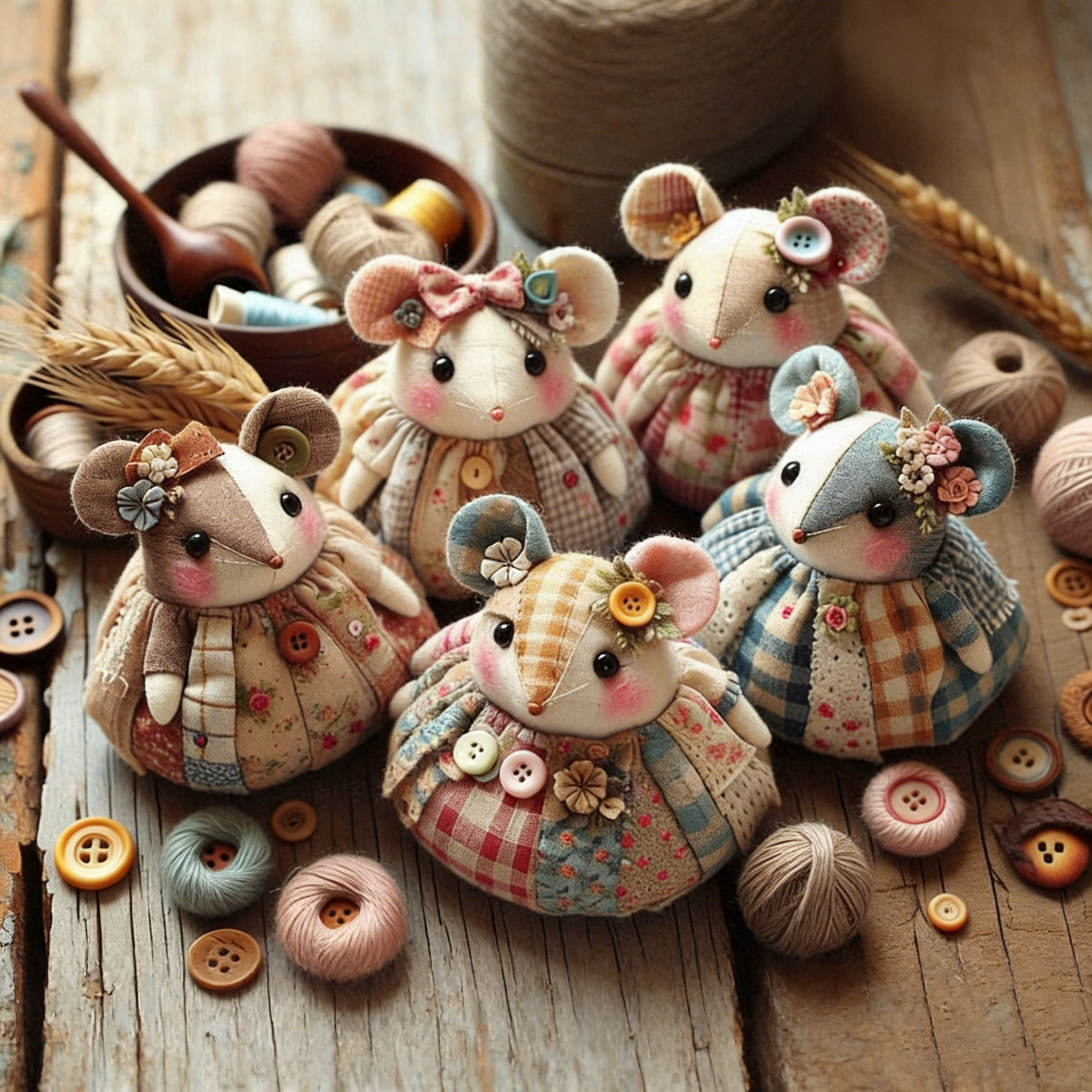 DIY Patchwork Mouse Button Kit 🧵🐭