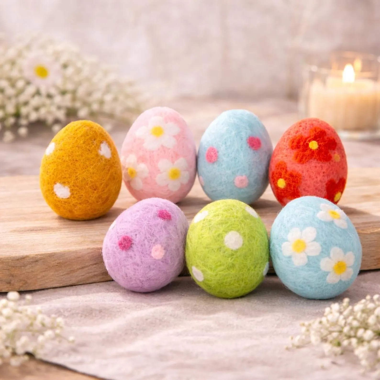 💥Felt Easter Egg Decor – Pastel Spring Bowl Fillers – Floral Farmhouse Accent