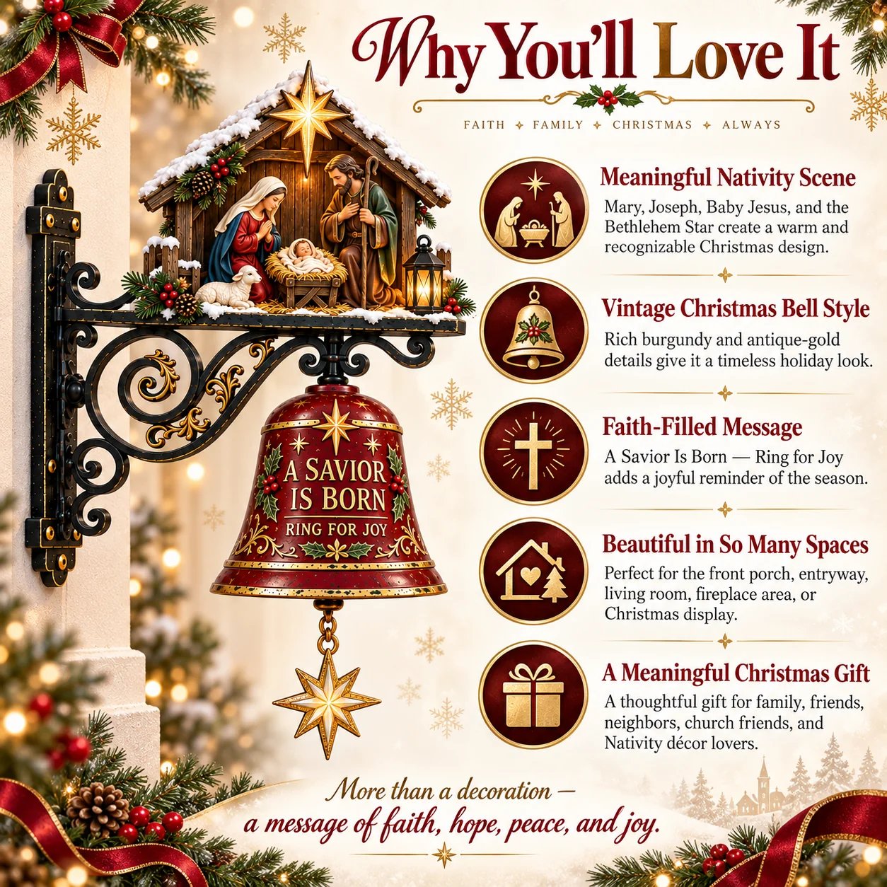 ✨ Jesus Nativity Christmas Door Bell - Welcome Christmas With The Story Of Jesus