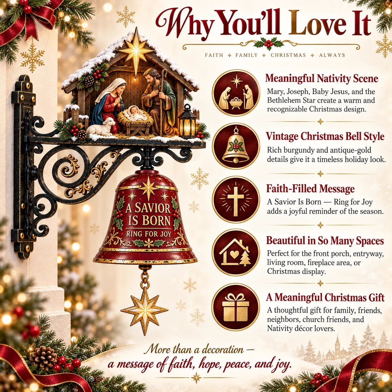 ✨ Jesus Nativity Christmas Door Bell - Welcome Christmas With The Story Of Jesus