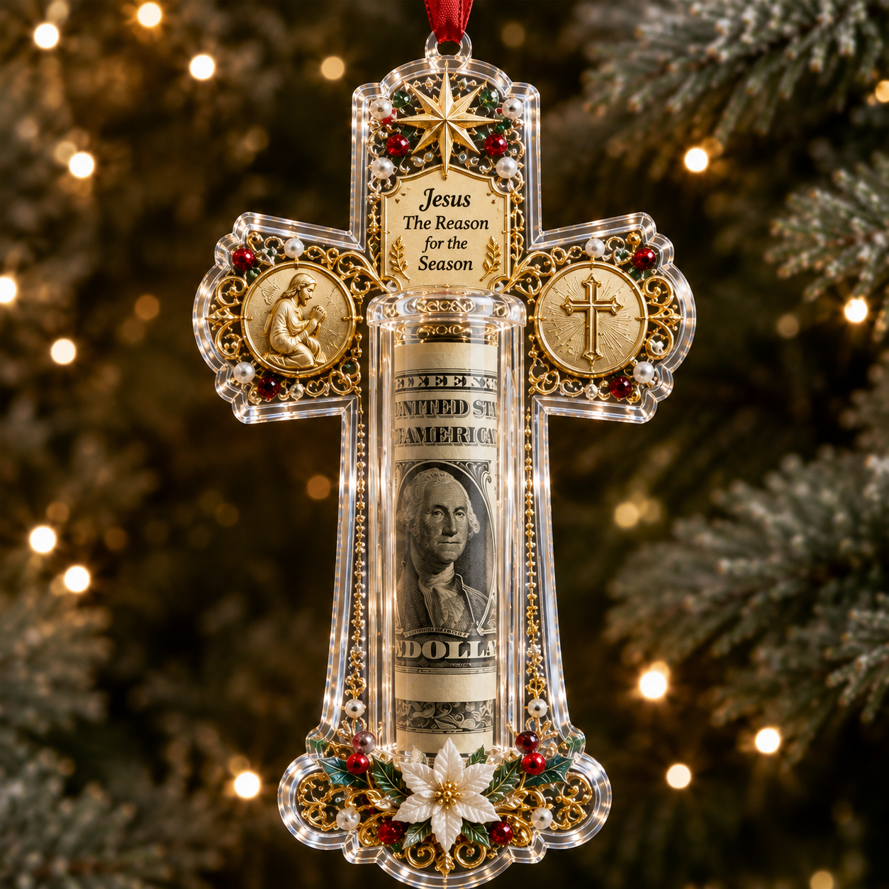 🔥49% Off Last Day🔥BUY 3 GET 1 FREE🔥Christian Cash Gift Christmas Ornament – Faith-Inspired Money Holder Keepsake