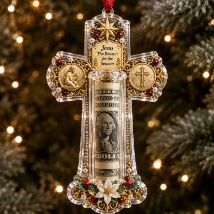 🔥49% Off Last Day🔥BUY 3 GET 1 FREE🔥Christian Cash Gift Christmas Ornament – Faith-Inspired Money Holder Keepsake