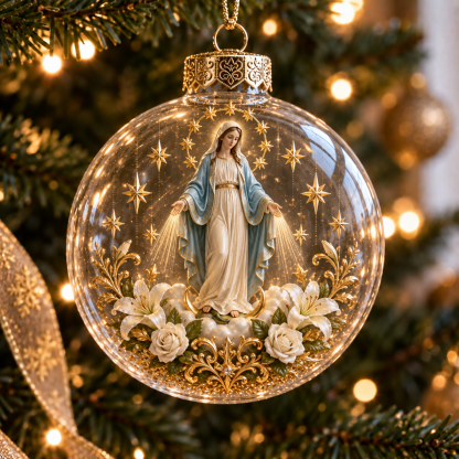 🔥49% Off Last Day🔥BUY 3 GET 1 FREE🔥Sacred Faith Christmas Globe Ornament – Christian Jesus, Virgin Mary & Nativity Keepsake