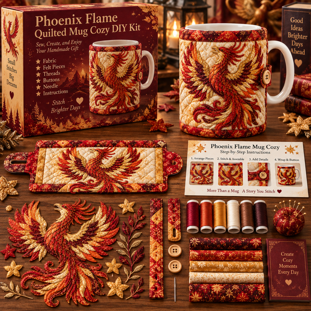 🔥49% Off Last Day🔥BUY 3 GET 1 FREE🔥Mythical Creatures Quilted Mug Cozy DIY Kit – Sew Your Own Cozy Cup Wrap